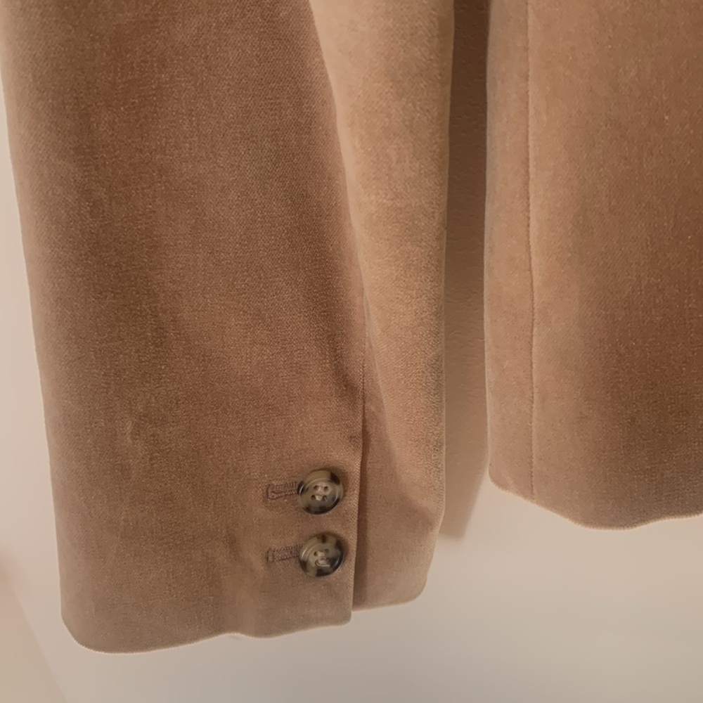 OZOC VELVET BLAZER TORTOISE BUTTONS WOMENS 40 DOUBLE BUTTON LINED CAMEL TAN EUC - Picture 9 of 11
